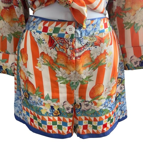 Multicolor Printed Two-Piece Shirt and Shorts Set Size S - Picture 5 of 6